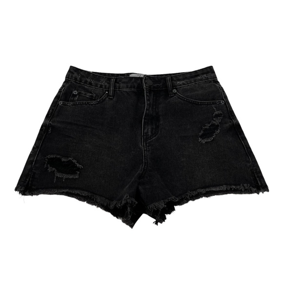 New Look Denim Black Cut Off Distressed Jean Shorts Size 6 Women's - Picture 1 of 8